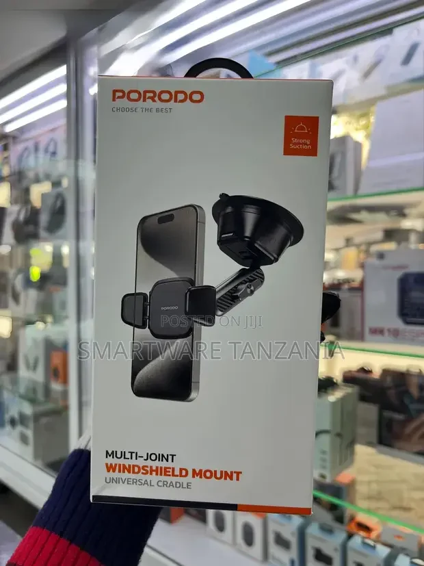 Porodo Multi-Joint Windshield Mount Universal Cradle - Buy in Dar es Salaam, Tanzania | Smartware