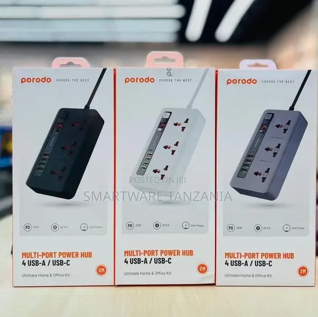 Porodo Power Socket Strip with 4 USB Ports & Quick Charge - Buy in Dar es Salaam, Tanzania | Smartware