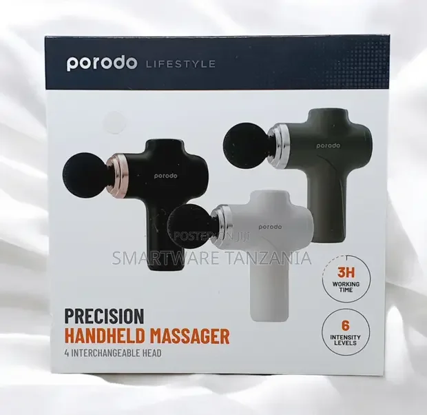 Porodo Precision Handheld Massager - 4 Heads, 6 Intensity Levels