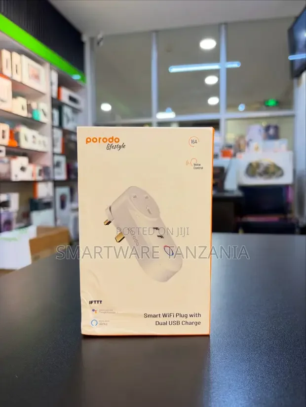 Porodo Smart Wifi Plug 16A Dual USB Alexa Google Voice - Buy in Dar es Salaam, Tanzania | Smartware