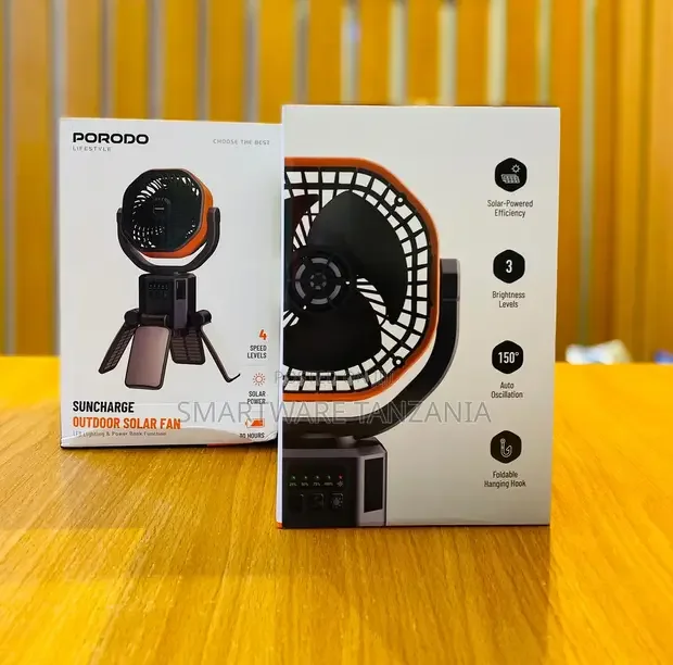 Porodo Suncharge Solar Fan 6000mAh - Buy in Dar es Salaam, Tanzania | Smartware