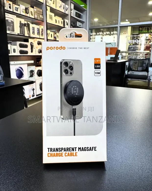 Porodo Transparent MagSafe Charge Cable 15W 5.9ft - Buy in Dar es Salaam, Tanzania | Smartware