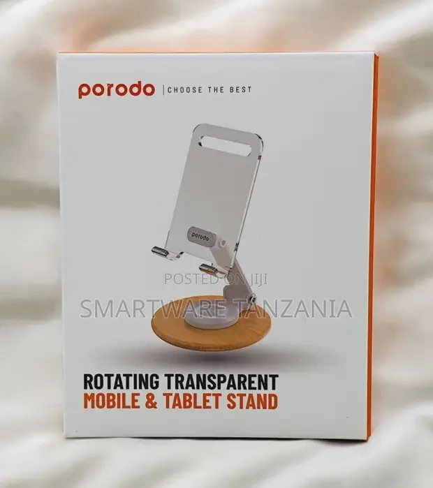 Porodo Transparent Phone Stand - 360° Rotatable Folding - Buy in Dar es Salaam, Tanzania | Smartware