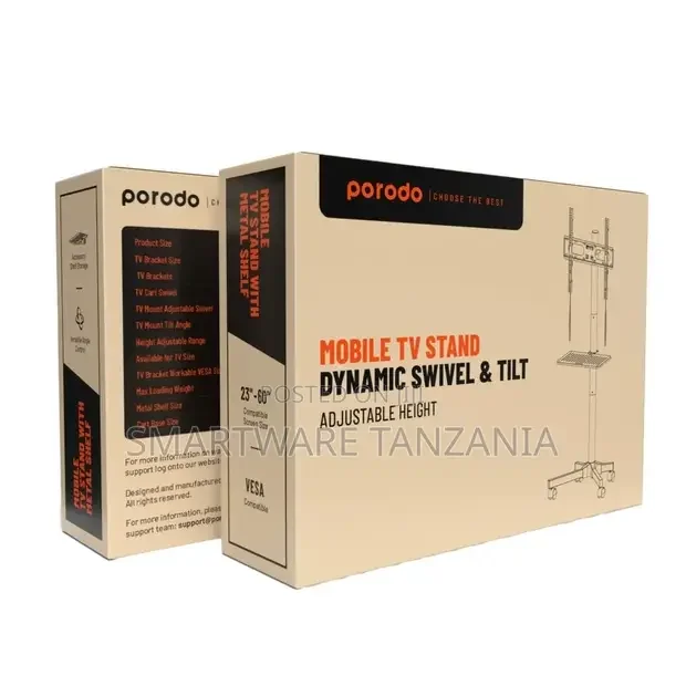 Porodo TV Stand Dynamic Swivel Tilt Adjustable Height - Buy in Dar es Salaam, Tanzania | Smartware