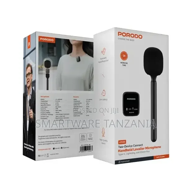 Porodo Two-device Connect Handheld Lavalier Microphone