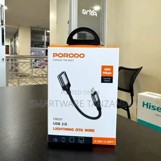 Porodo USB 2.0 Lightning OTG Cable 480Mbps - Buy in Dar es Salaam, Tanzania | Smartware