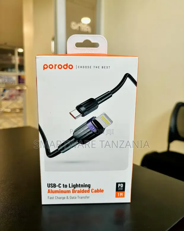 Porodo USB-C to Lightning Aluminum Braided Cable 20W Fast Charge - Buy in Dar es Salaam, Tanzania | Smartware