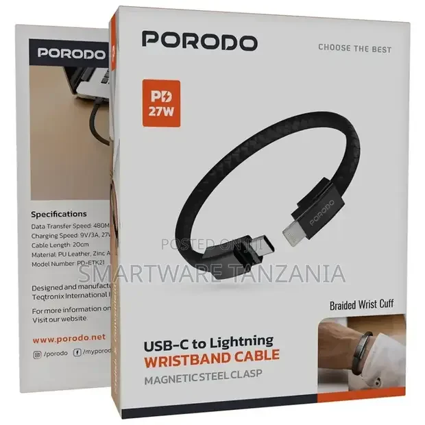 Porodo USB-C to Lightning Wristband Cable Magnetic Clasp - Buy in Dar es Salaam, Tanzania | Smartware
