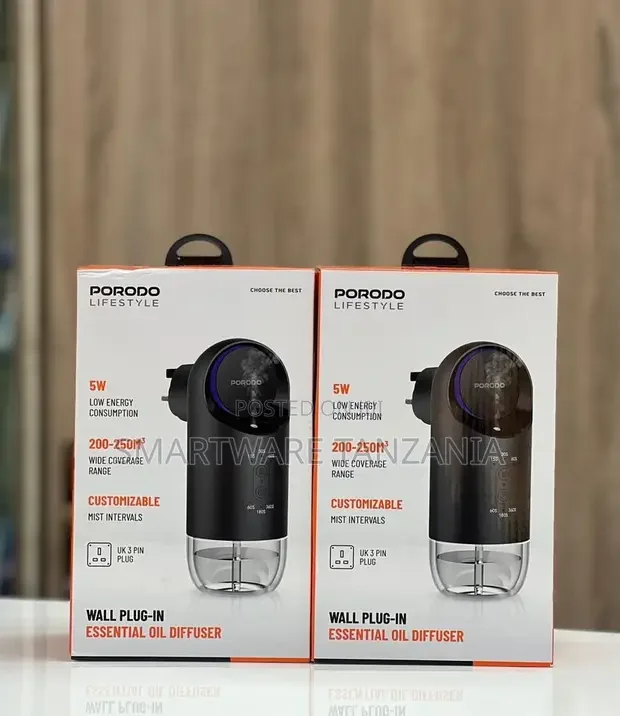 Porodo Wall Plug-in Essential Oil Diffuser 5w 200-250m3 Black Color