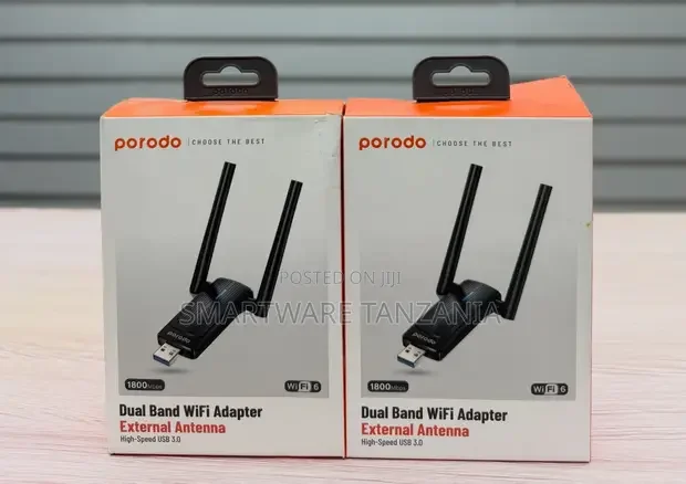Porodo Wi-fi 6 Dual Band Usb 3.0 Adapter 1800mbps External Antenna