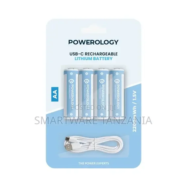 Powerology 1.5v Type-C Rechargeable Lithium-Ion AA Battery - Buy in Dar es Salaam, Tanzania | Smartware