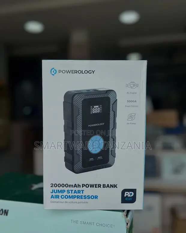 Powerology 20000mAh Power Bank Jump Starter Air Compressor - Buy in Dar es Salaam, Tanzania | Smartware