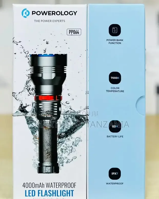 Powerology 4000mAh Waterproof LED Flashlight - Buy in Dar es Salaam, Tanzania | Smartware