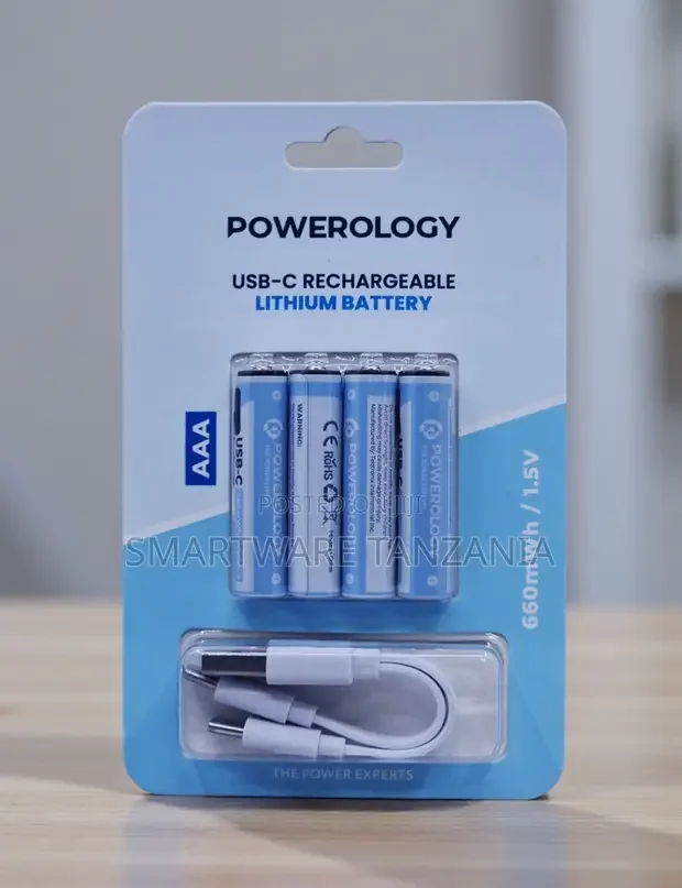 Powerology AAA USB-C Rechargeable Lithium Battery 4-Pack - Buy in Dar es Salaam, Tanzania | Smartware