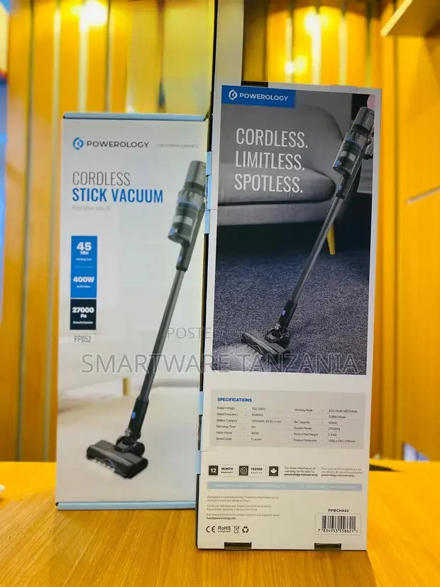 Powerology Cordless Stick Vacuum 400w With 27,000pa Strong Suction - Buy in Dar es Salaam, Tanzania | Smartware