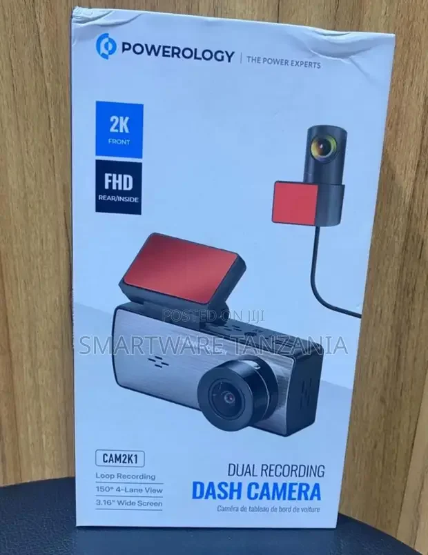 Powerology Dual Dash Cam FHD Loop Recording - Buy in Dar es Salaam, Tanzania | Smartware
