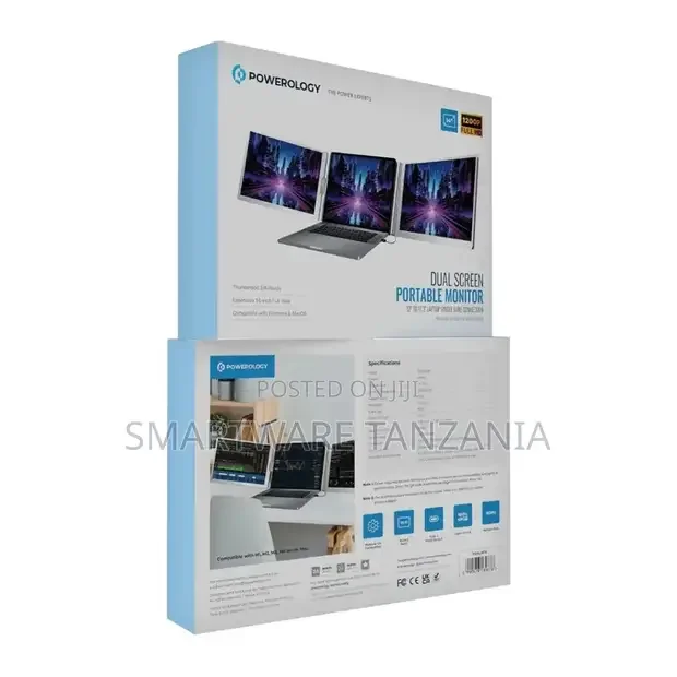 Powerology Dual Screen Portable Monitor - Buy in Dar es Salaam, Tanzania | Smartware