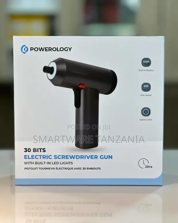 Powerology Electric Screwdriver 30 Bits 2200mAh 220 RPM - Buy in Dar es Salaam, Tanzania | Smartware