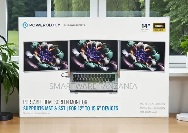Powerology Portable Dual Screen Monitor 14 Inch 1080p - Buy in Dar es Salaam, Tanzania | Smartware