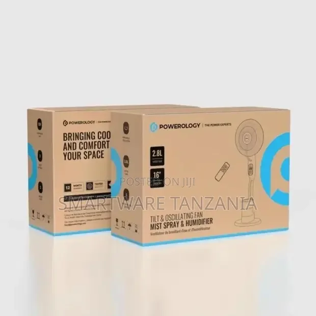 Powerology Tilt Oscillating Fan Mist Spray Humidifier - Buy in Dar es Salaam, Tanzania | Smartware