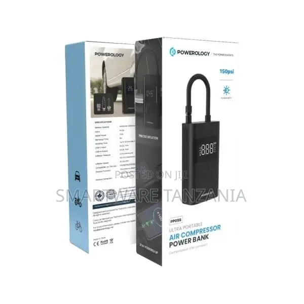 Powerology Ultra Portable Air Compressor Power Bank - Buy in Dar es Salaam, Tanzania | Smartware