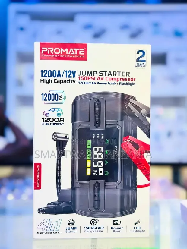 Promate PatrolPack-3 Jump Starter & Air Compressor - Buy in Dar es Salaam, Tanzania | Smartware