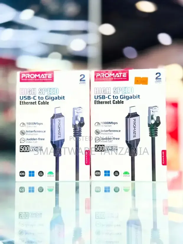 Promate Ultra-Fast Ethernet to USB-C Adapter Cable - Buy in Dar es Salaam, Tanzania | Smartware