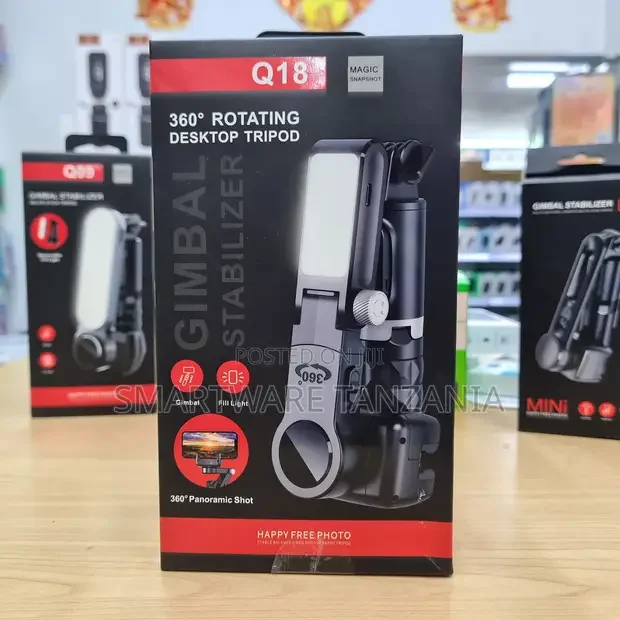 Q18 Gimbal Stabilizer 360 Rotating Desktop Tripod Fill Light - Buy in Dar es Salaam, Tanzania | Smartware