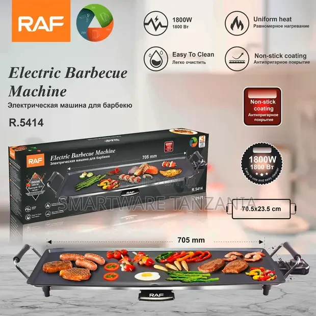 RAF 1800W Electric Griddle 705mm Non-Stick BBQ Hot Plate - Buy in Dar es Salaam, Tanzania | Smartware