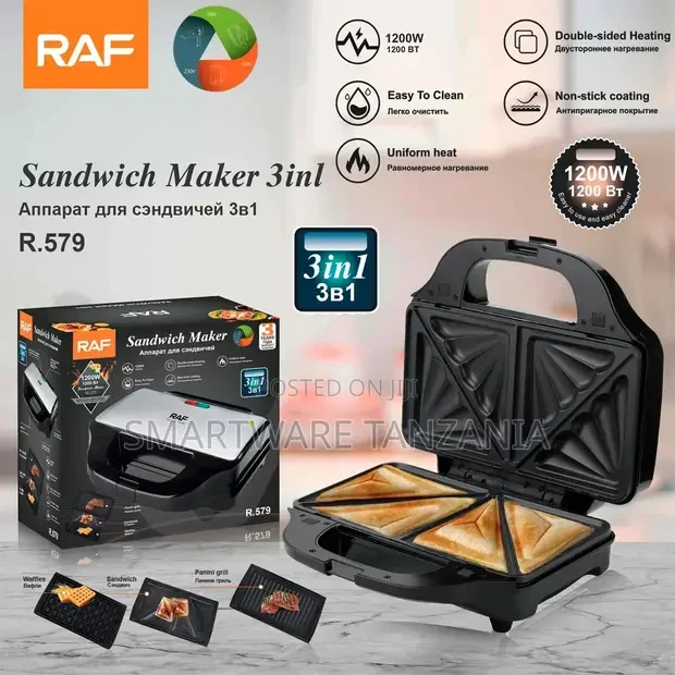 RAF 3-in-1 Sandwich Maker 1200W - Buy in Dar es Salaam, Tanzania | Smartware