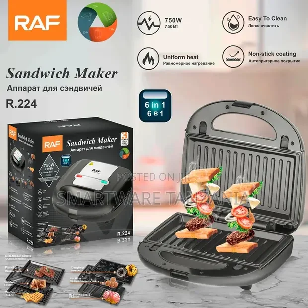 RAF 750W 6-in-1 Sandwich Maker - Buy in Dar es Salaam, Tanzania | Smartware