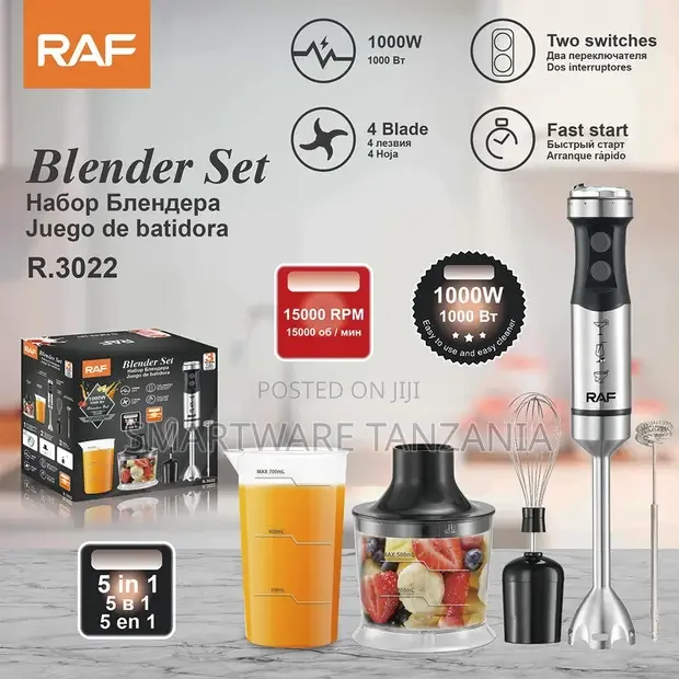RAF Blender Set 1000W R.3022 5-in-1 Immersion Blender - Buy in Dar es Salaam, Tanzania | Smartware