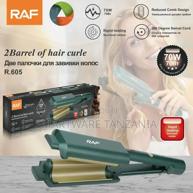 Raf Double Barrel Hair Curler R.605 70w Ceramic Beach Waves Styler