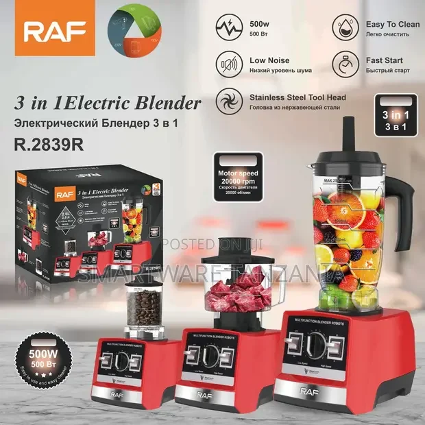 RAF Electric Blender 500W R.2839R Red 3-in-1 - Buy in Dar es Salaam, Tanzania | Smartware