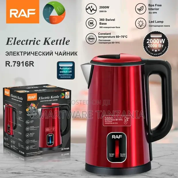 RAF Electric Kettle Stainless Steel Cordless Kettle 2.5L - Buy in Dar es Salaam, Tanzania | Smartware