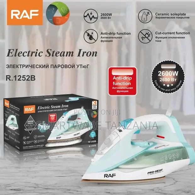 RAF Electric Steam Iron 2600W Ceramic Soleplate - Buy in Dar es Salaam, Tanzania | Smartware