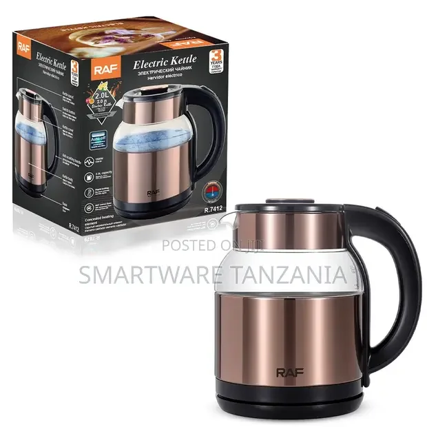 RAF Glass Kettle 1500W 2L Copper Band - Buy in Dar es Salaam, Tanzania | Smartware