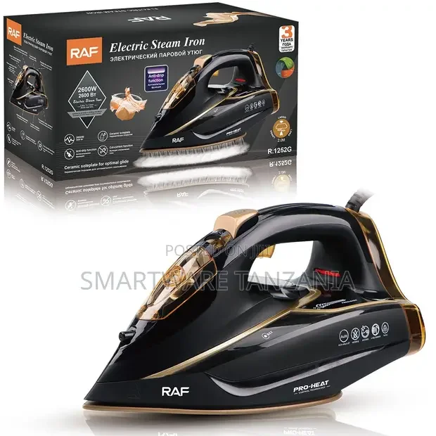 Raf Luxury Steam Iron 2600W Black Gold Ceramic - Buy in Dar es Salaam, Tanzania | Smartware