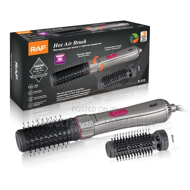 Raf R.410 Hot Air Brush 1000w - Rotating Hair Dryer Styler