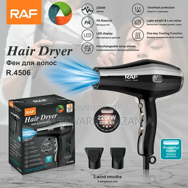 Raf R.4506 Hair Dryer 2200w Led Display Pa Material Gray Black