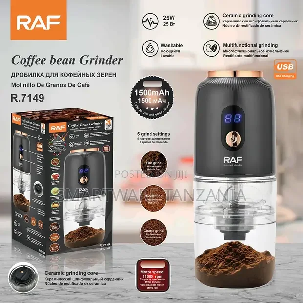 Raf R.7149 Coffee Grinder 25w - Rechargeable Bean Grinder Usb - Buy in Dar es Salaam, Tanzania | Smartware