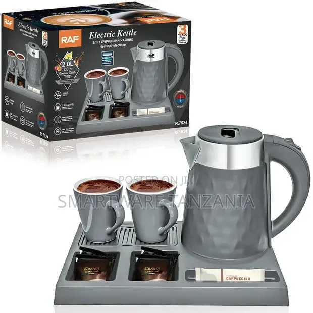 Raf R.7924 Kettle With Warmer 2l 1500w Coffee Station 2 Cups Gray