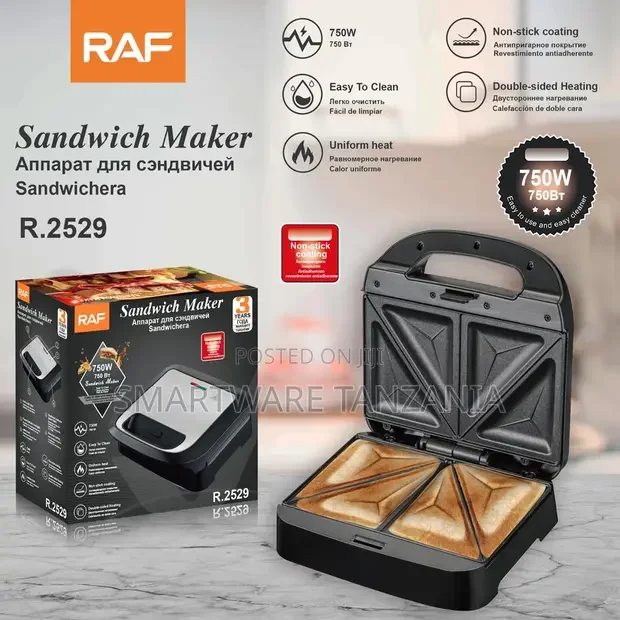 Raf Sandwich Maker 750w R.2529 4 Slice Toaster Non-stick Grill