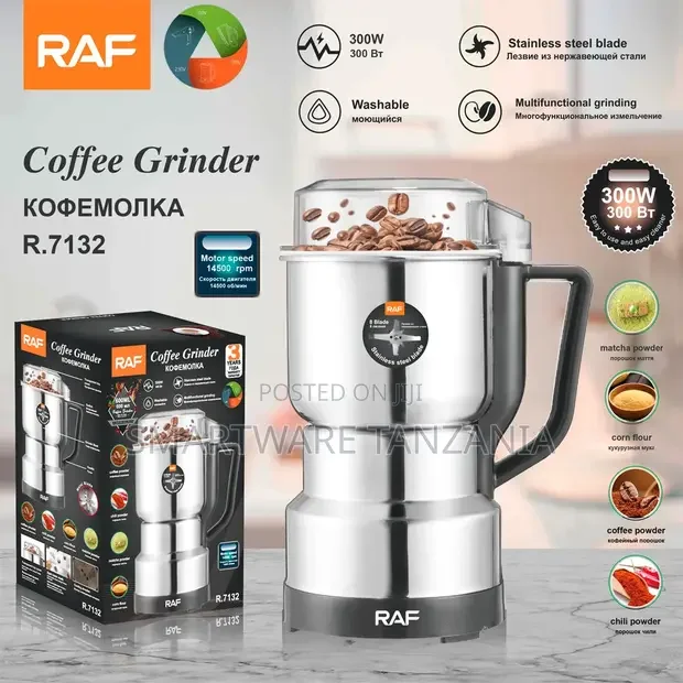 RAF Stainless Steel Coffee Grinder 300W for Beans and Spices - Buy in Dar es Salaam, Tanzania | Smartware