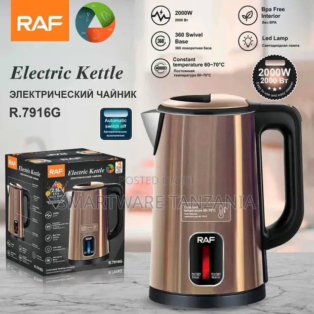 RAF Stainless Steel Electric Kettle With Auto Shut-off - Buy in Dar es Salaam, Tanzania | Smartware