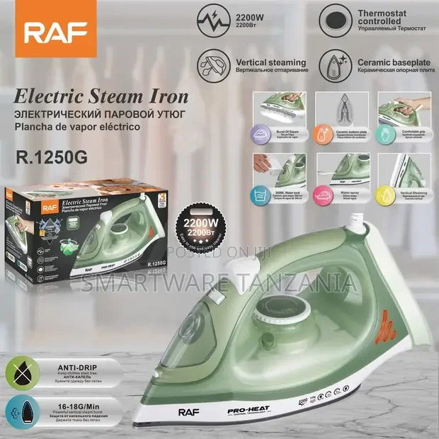 RAF Steam Iron 2200W Ceramic Plate - Buy in Dar es Salaam, Tanzania | Smartware