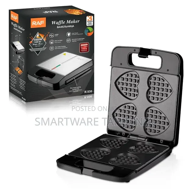 Raf Waffle Maker R.530 1400w Double-Sided Heating Non-Stick Black