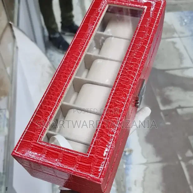 Red Crocodile Watch Case 5 Slot Glass Top - Buy in Dar es Salaam, Tanzania | Smartware