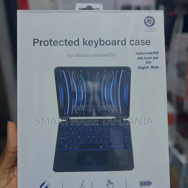RGB Keyboard Case With Touchpad for Tablet A9 Plus Black - Buy in Dar es Salaam, Tanzania | Smartware