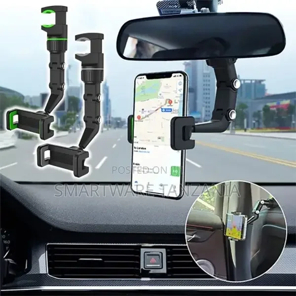 Rotatable Multifunctional Rear View Mirror Car Phone Holder - Buy in Dar es Salaam, Tanzania | Smartware